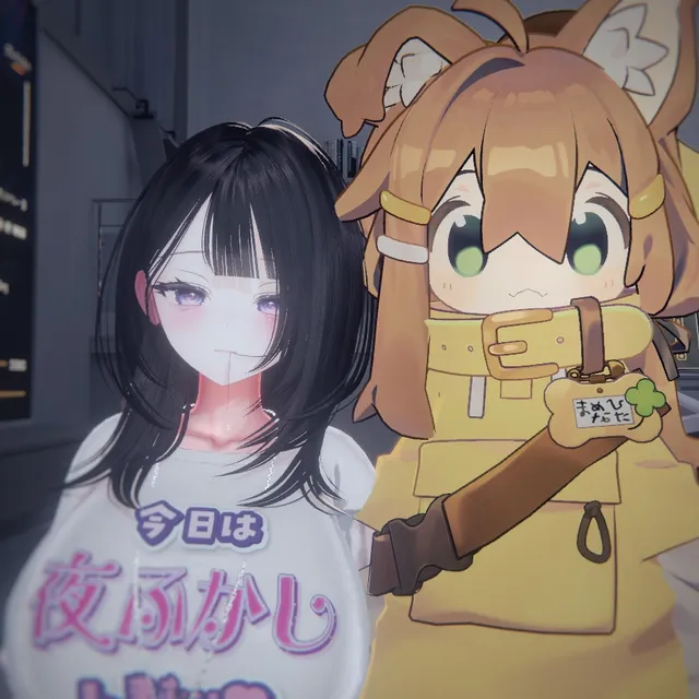 VRChatでフレンドと過ごしている場面