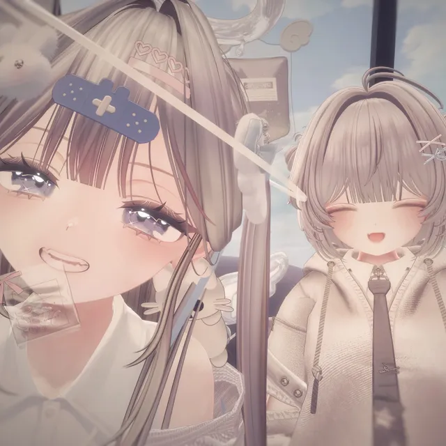 VRChatでフレンドと一緒に撮った写真